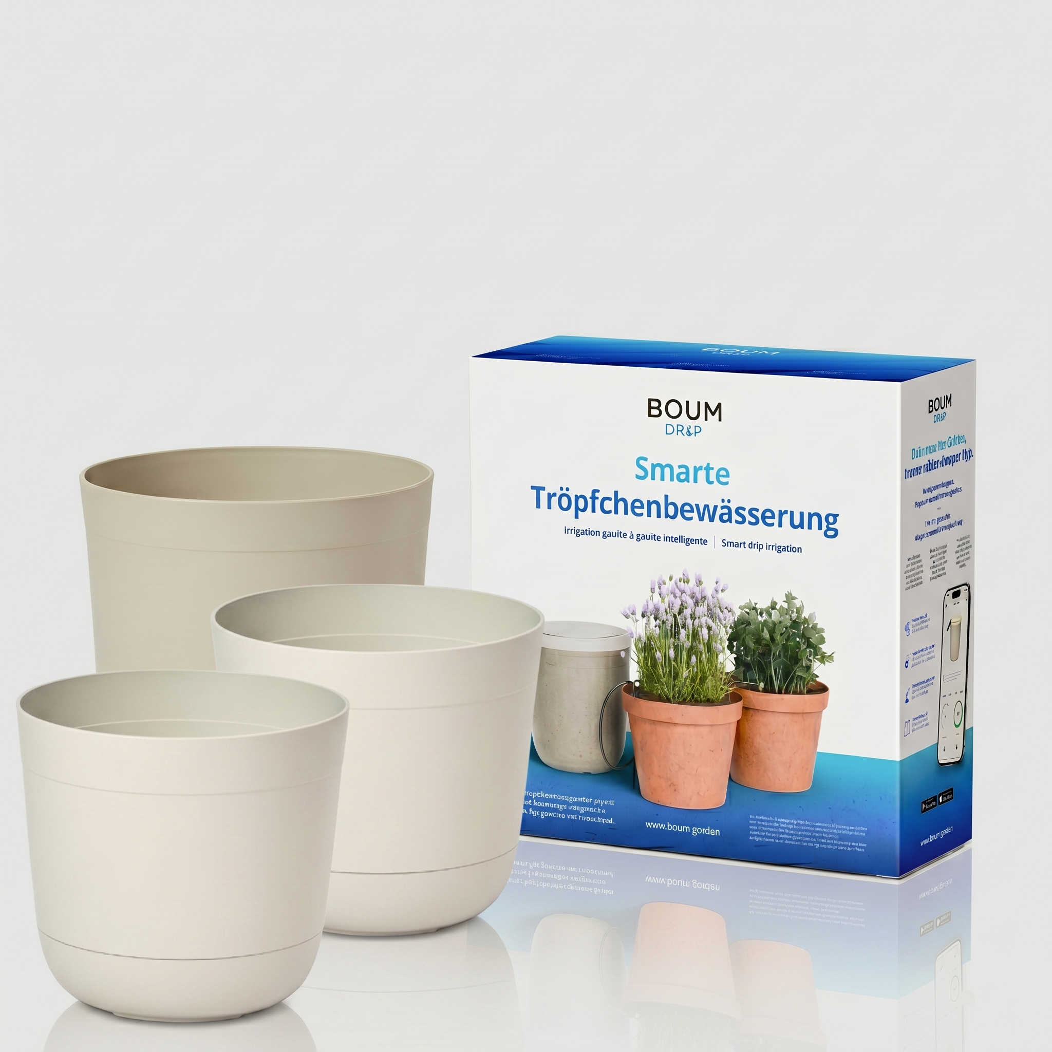 Boum Drip Tröpfchenbewässerung Starterset S + 2 Boum Töpfe